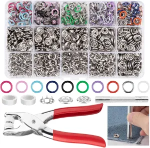 200 Sets Metal Snaps Buttons with Fastener Pliers Press Tool Kit for DIY Crafts Clothes Hats and Sewing (10 Colors,9.5Mm)
