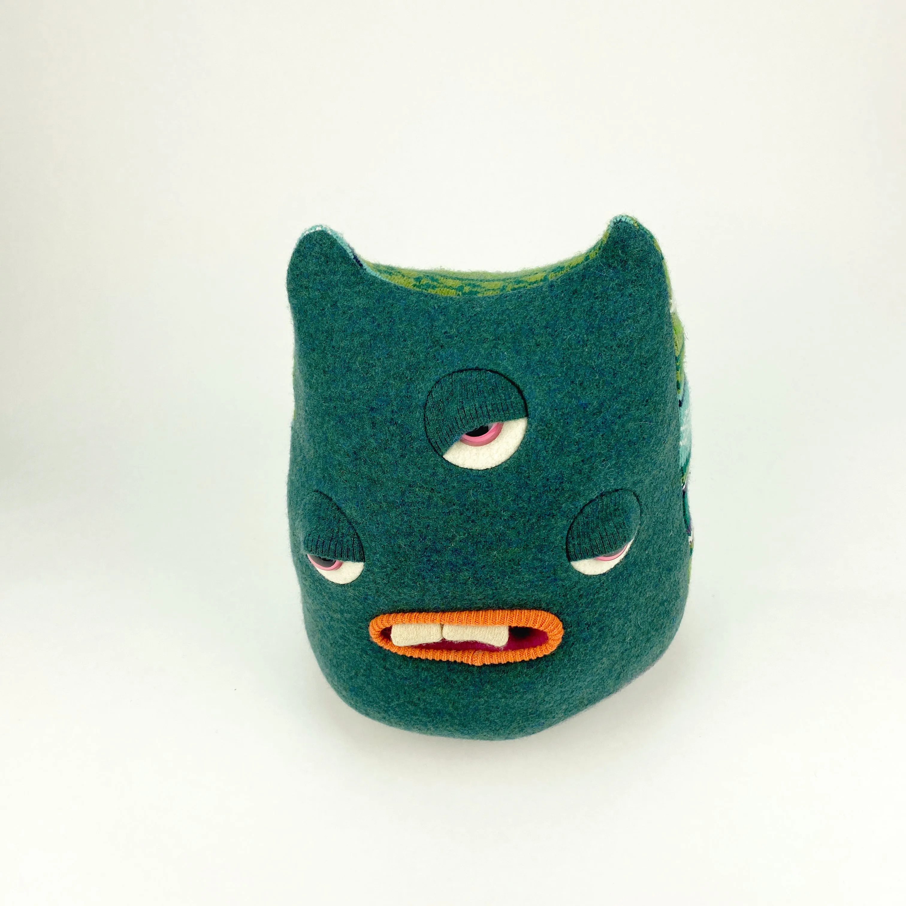 Allan the three-eyed handmade plush monster
