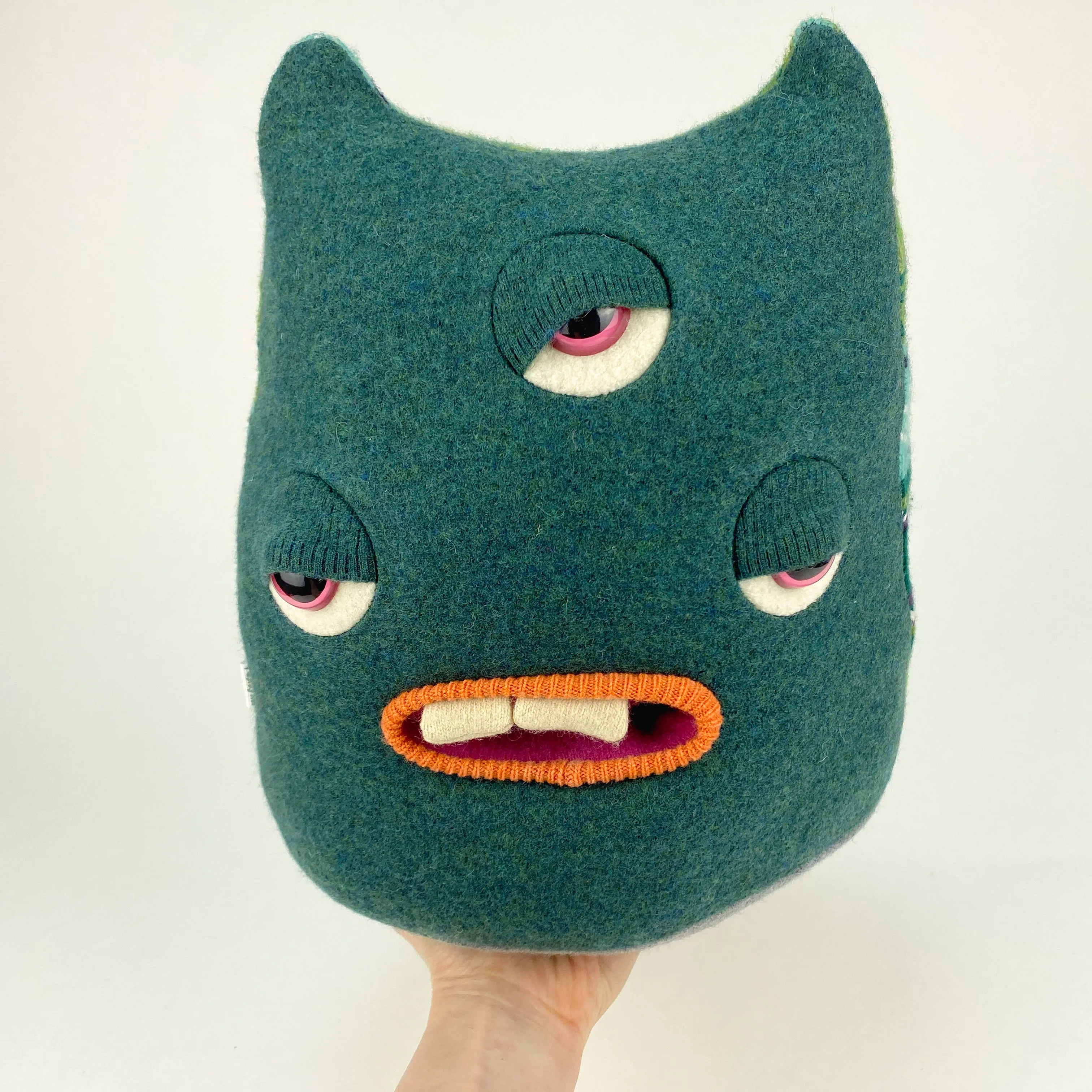 Allan the three-eyed handmade plush monster