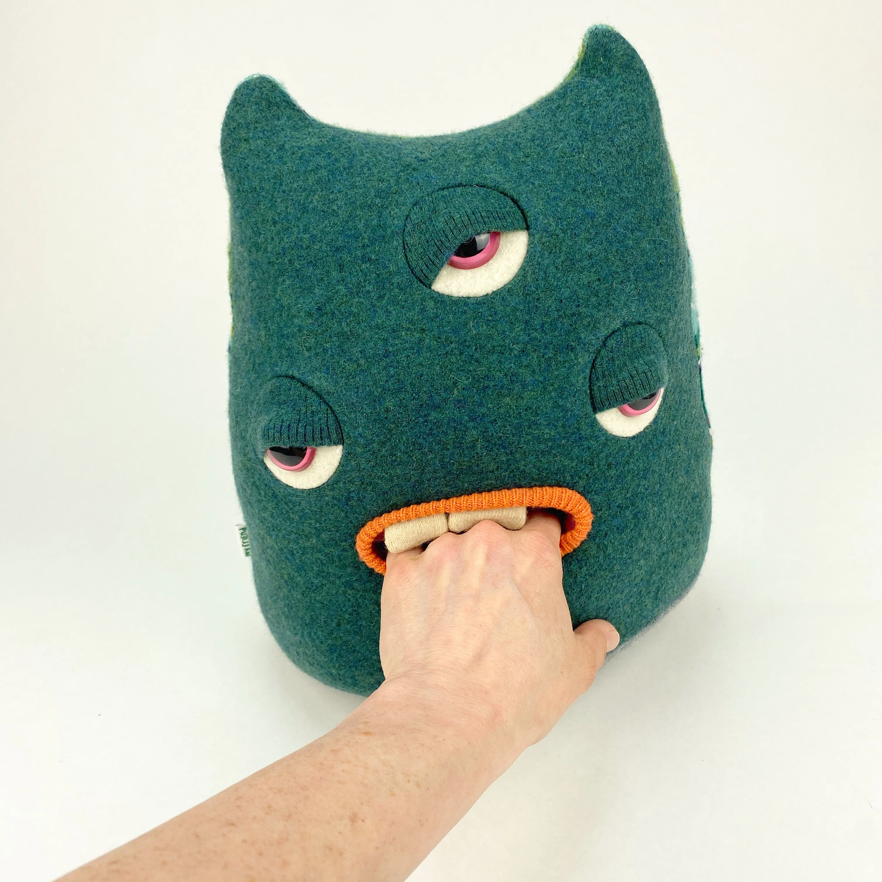 Allan the three-eyed handmade plush monster