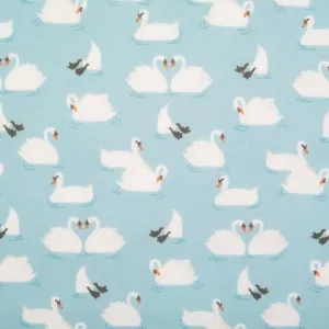 Cotton Blends Polycotton Prints Childrens And Animal Prints Swan Blue