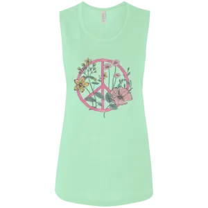 Hippie Flower Circle - Ladies' Flowy Muscle Tank