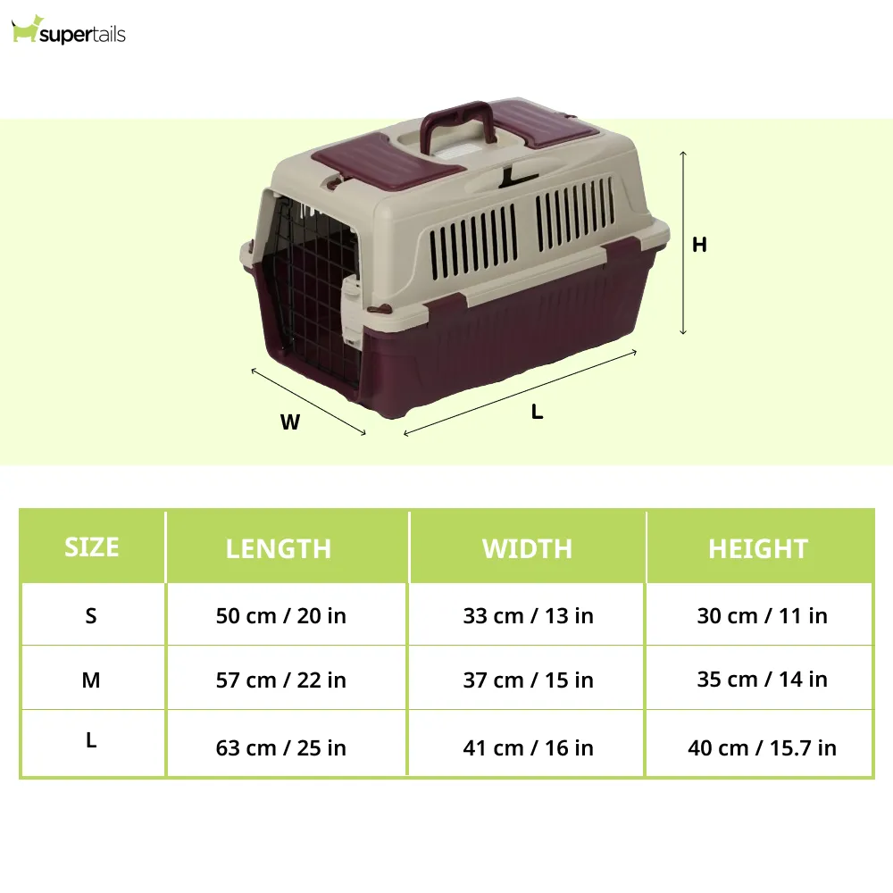 NutraPet Closed Top Carrier Box for Dogs and Cats (Dark Red)