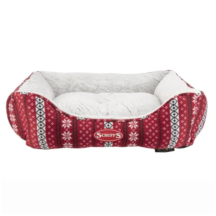 Scruffs Santa Paws Dog Box Bed - Burgundy