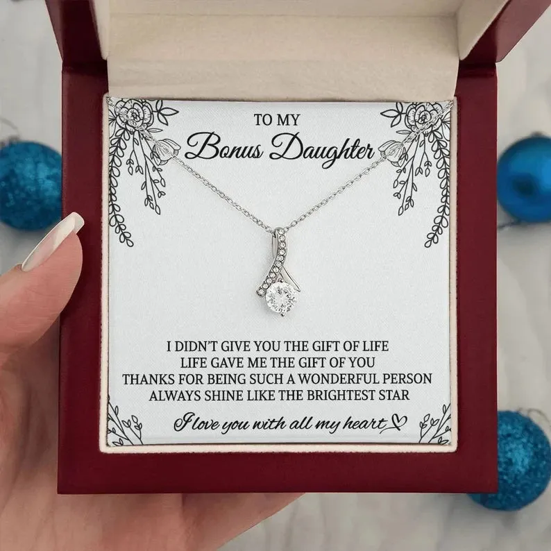 To My Bonus Daughter, Bonus Daughter Gift, Alluring Beauty Necklace