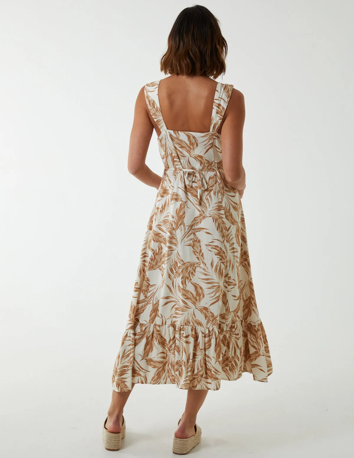 Tropical Print Button Front Dress