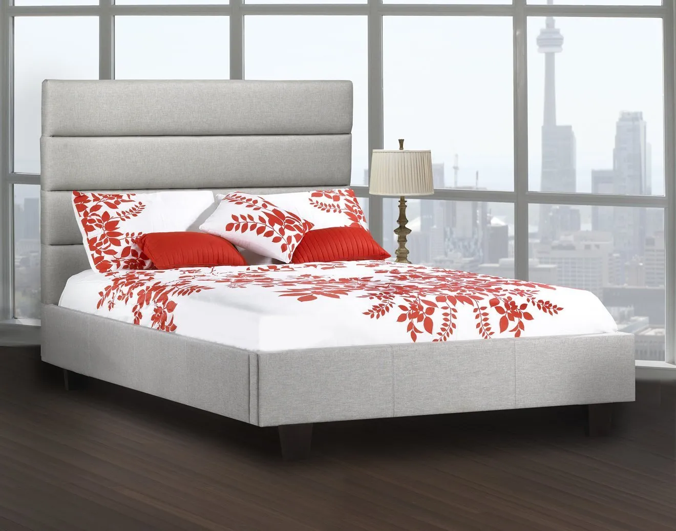 Upholstered Bed Featuring lofty tufted panels