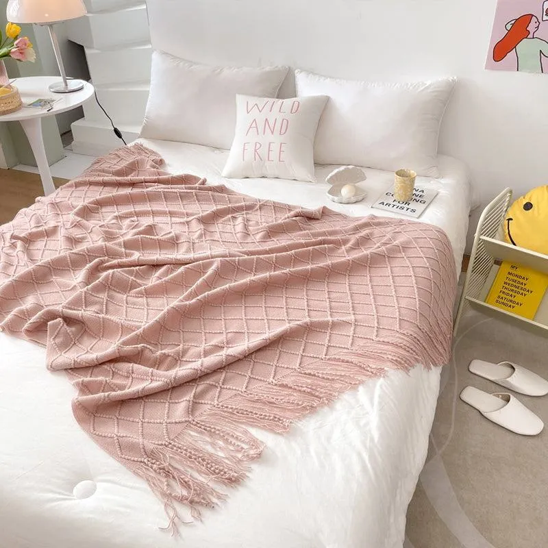Yeknu Geometry Cozy Tassel Blanket