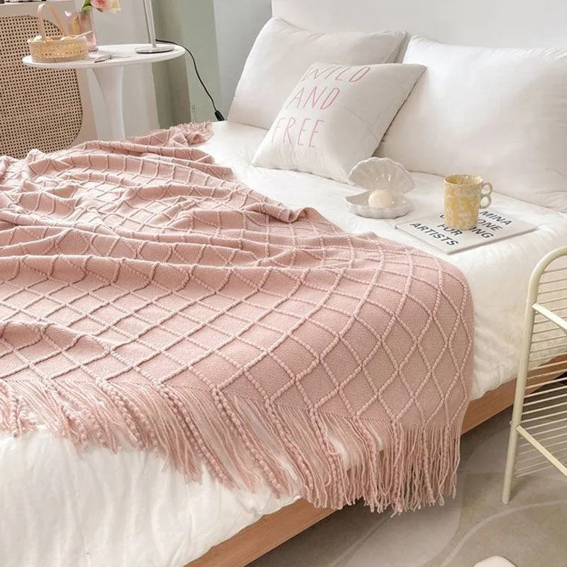 Yeknu Geometry Cozy Tassel Blanket