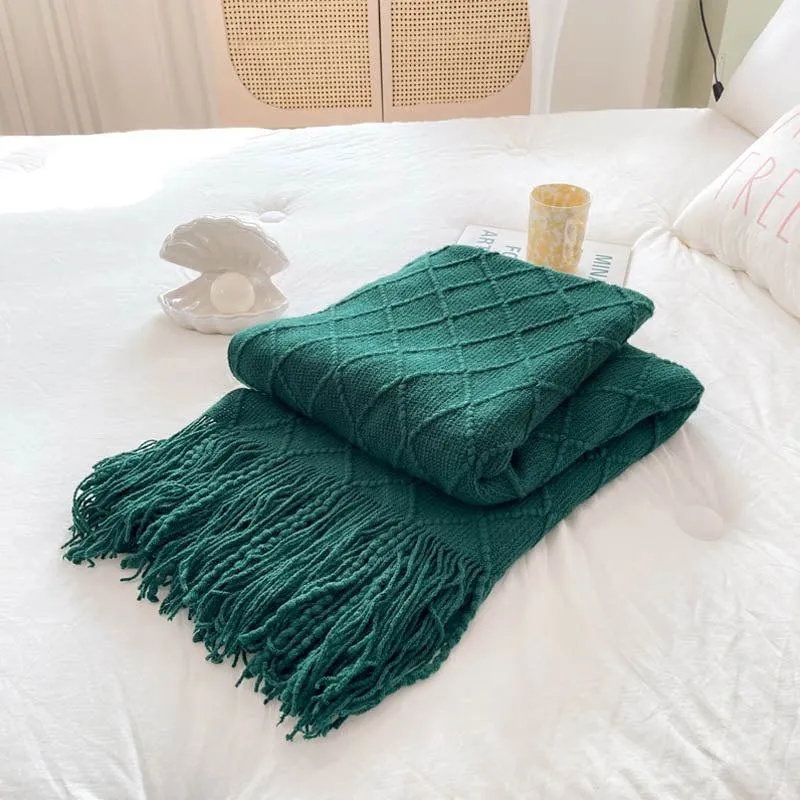 Yeknu Geometry Cozy Tassel Blanket