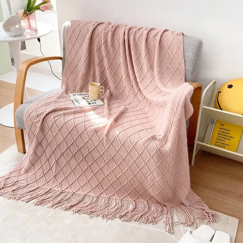 Yeknu Geometry Cozy Tassel Blanket