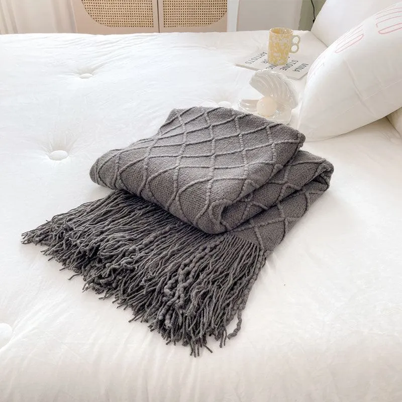 Yeknu Geometry Cozy Tassel Blanket