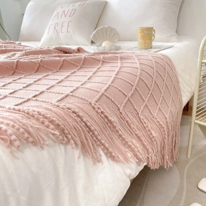 Yeknu Geometry Cozy Tassel Blanket